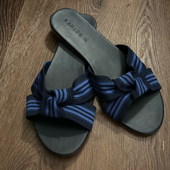 Rothy's The Knot Cobalt Stripe Sandals - Picture 1 of 8